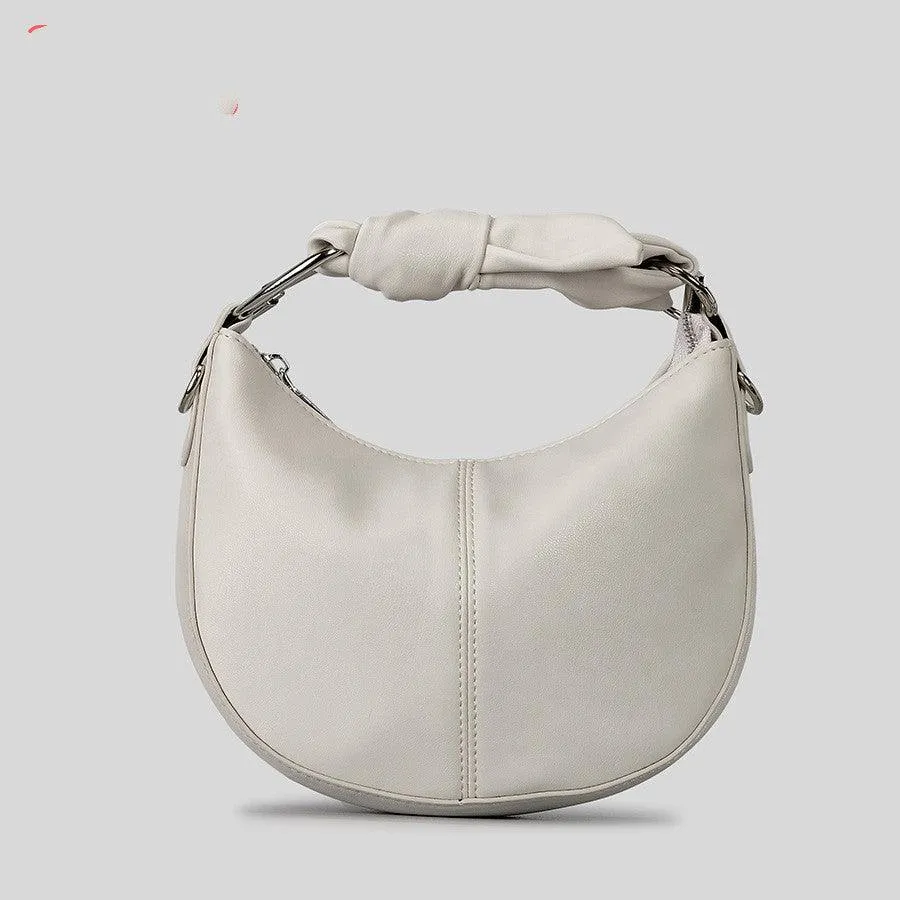 Soft Saddle Niche Stitching Knotted Handbag