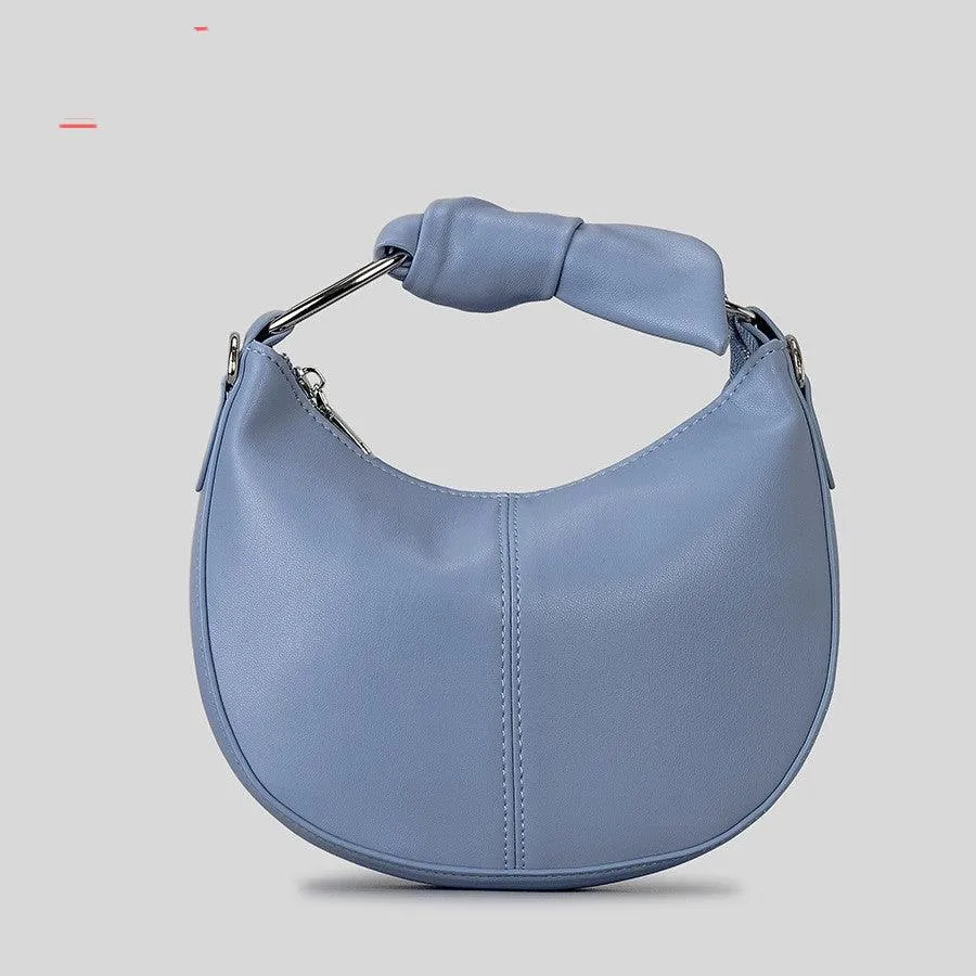 Soft Saddle Niche Stitching Knotted Handbag