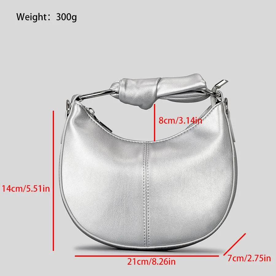Soft Saddle Niche Stitching Knotted Handbag