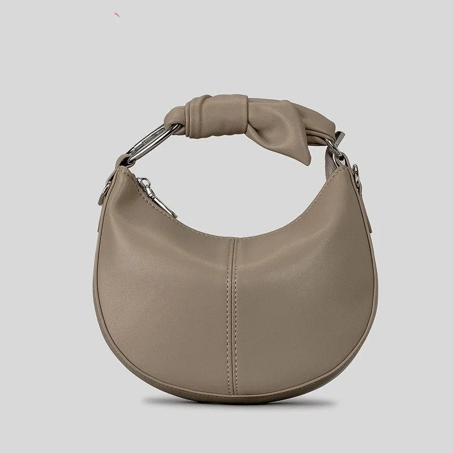 Soft Saddle Niche Stitching Knotted Handbag