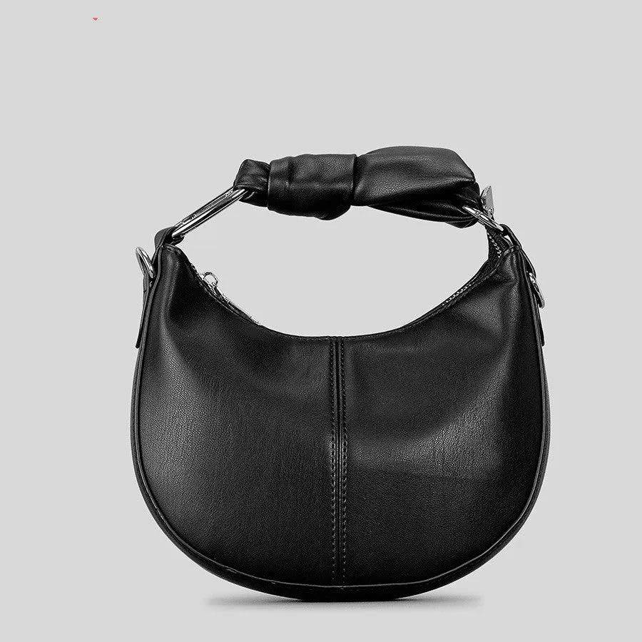 Soft Saddle Niche Stitching Knotted Handbag