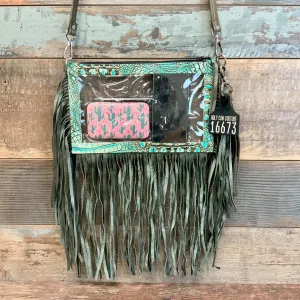 Stadium Ranch Hand - Turquoise Croc Embossed Three Sided Fringe