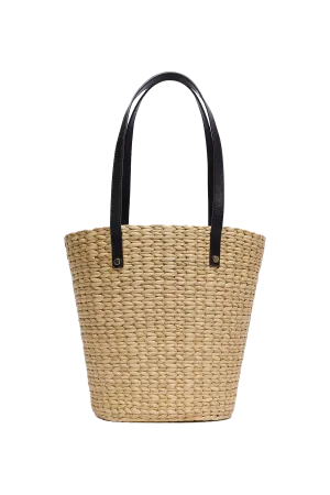 Straw Bucket Bag, Natural