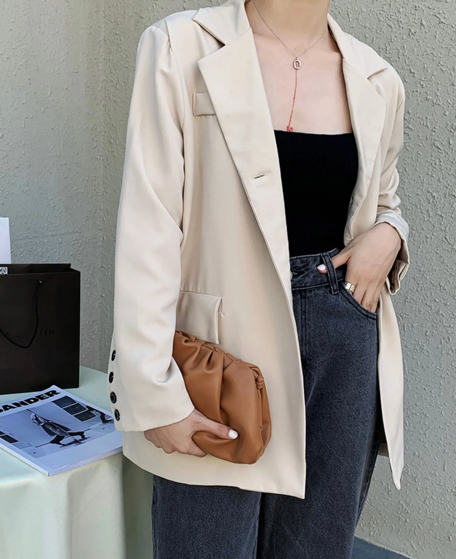 The Cloud Calfskin Leather Pouch Bag