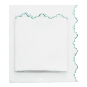 The Porcelain Green Scalloped Embroidered Sheet Set