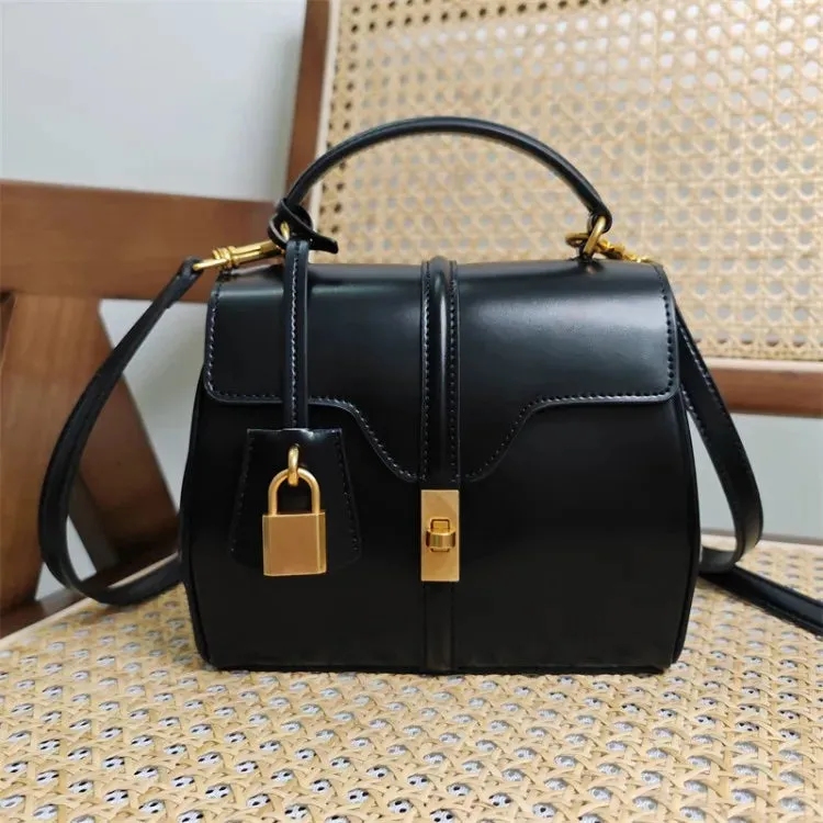Totes Lock Decor Hasp Flap Genuine Leather Shoulder Bag