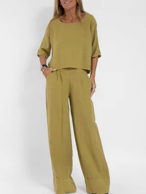 Wasabi Round Neck Loose Two-pieces Set