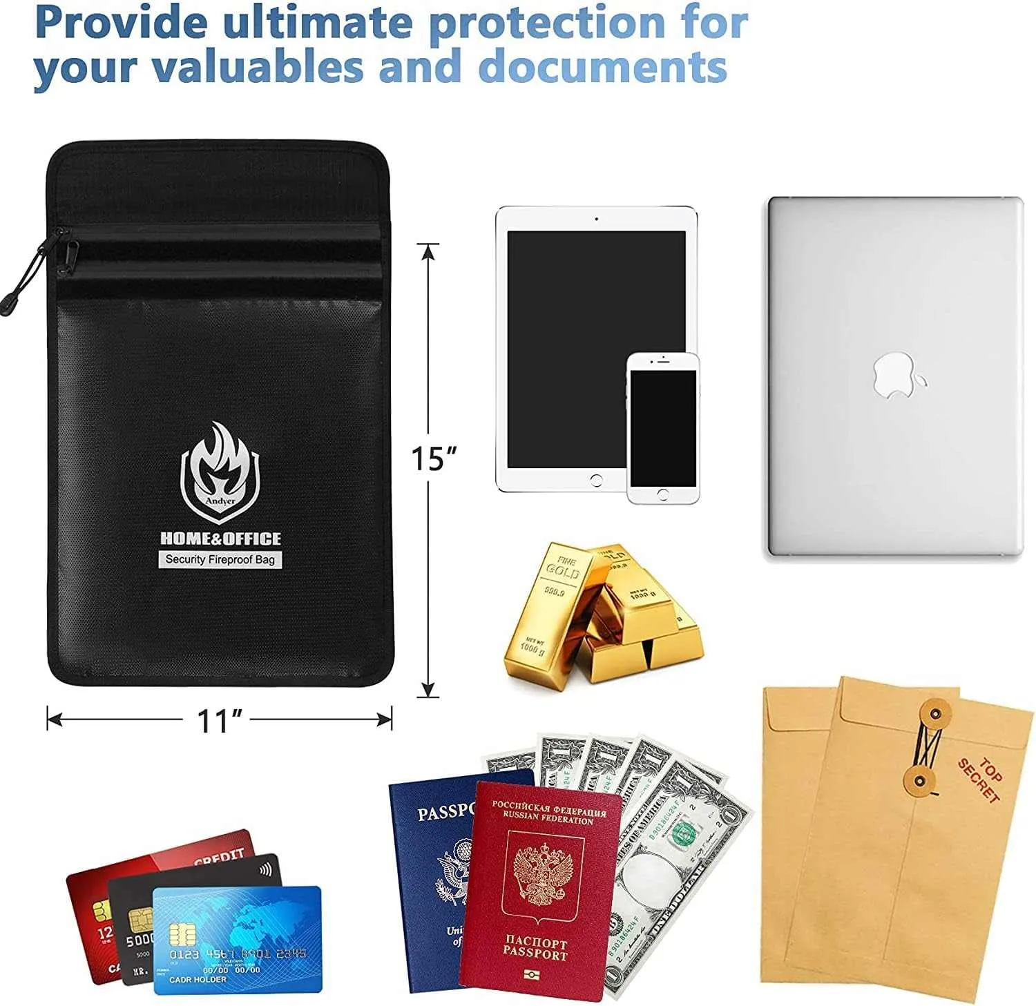 Wateproof Bag Fire Safe Document Holder