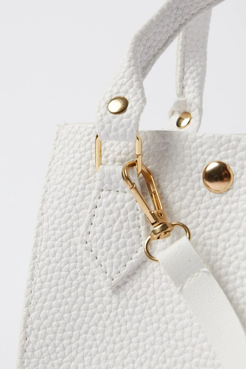 White Crossbody Bag with Handle