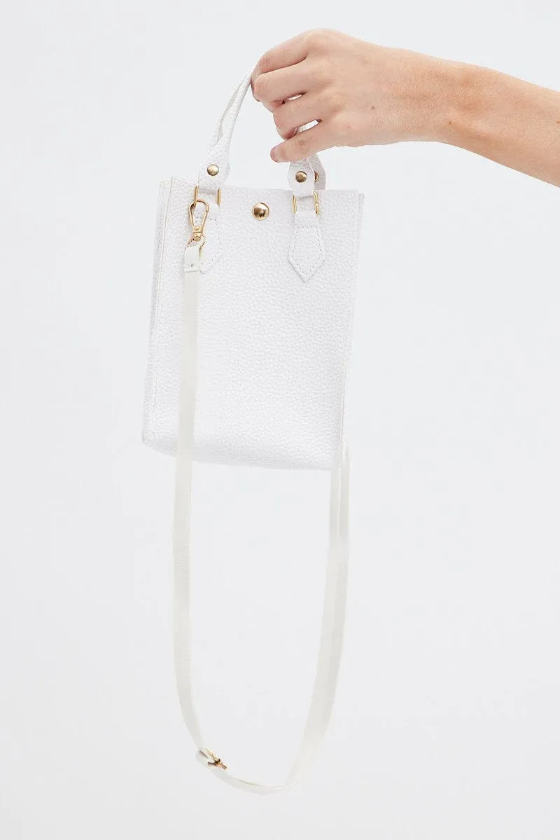 White Crossbody Bag with Handle