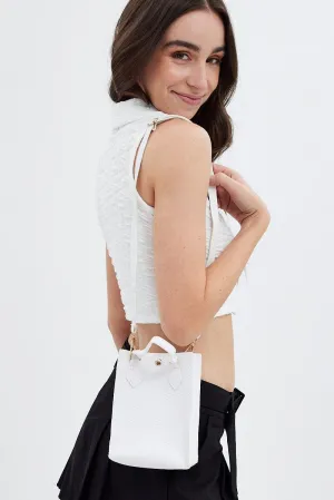 White Crossbody Bag with Handle