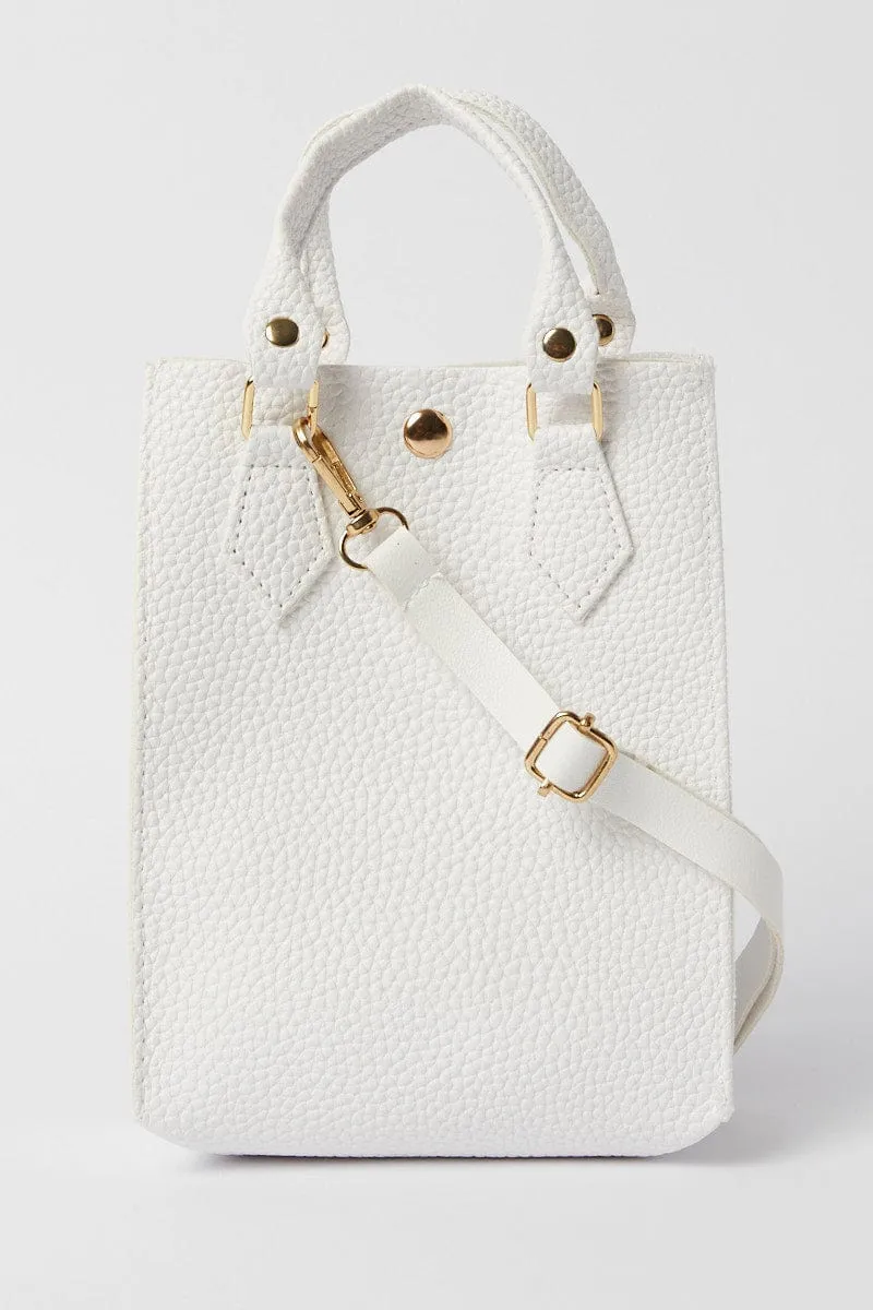 White Crossbody Bag with Handle