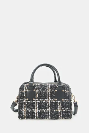 Women Black Tweed Bollin Bag