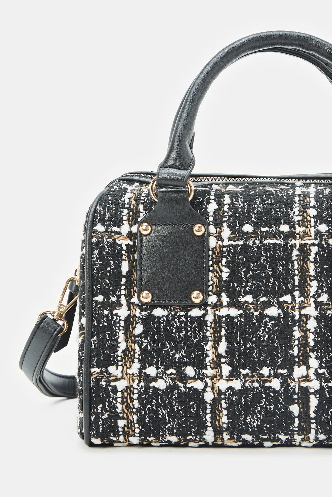 Women Black Tweed Bollin Bag