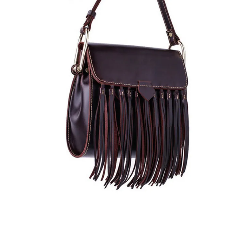 Womens Leather Fringe Crossbody Bag Western Purses Cross Shoulder Bag for Women