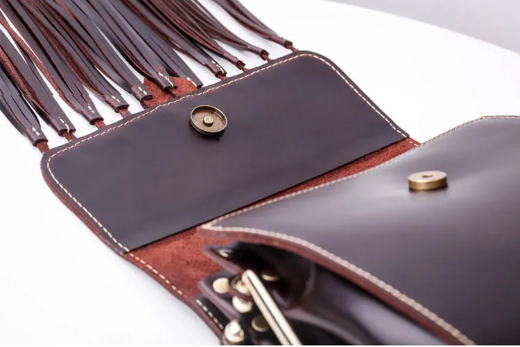 Womens Leather Fringe Crossbody Bag Western Purses Cross Shoulder Bag for Women