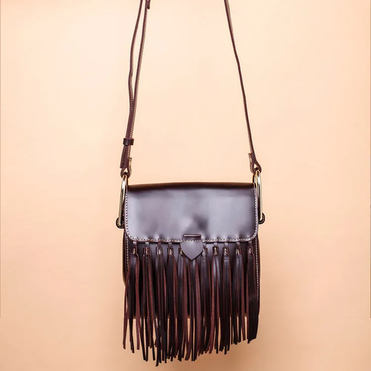 Womens Leather Fringe Crossbody Bag Western Purses Cross Shoulder Bag for Women