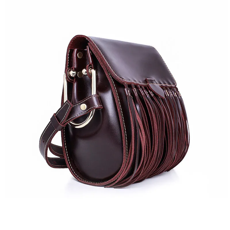 Womens Leather Fringe Crossbody Bag Western Purses Cross Shoulder Bag for Women
