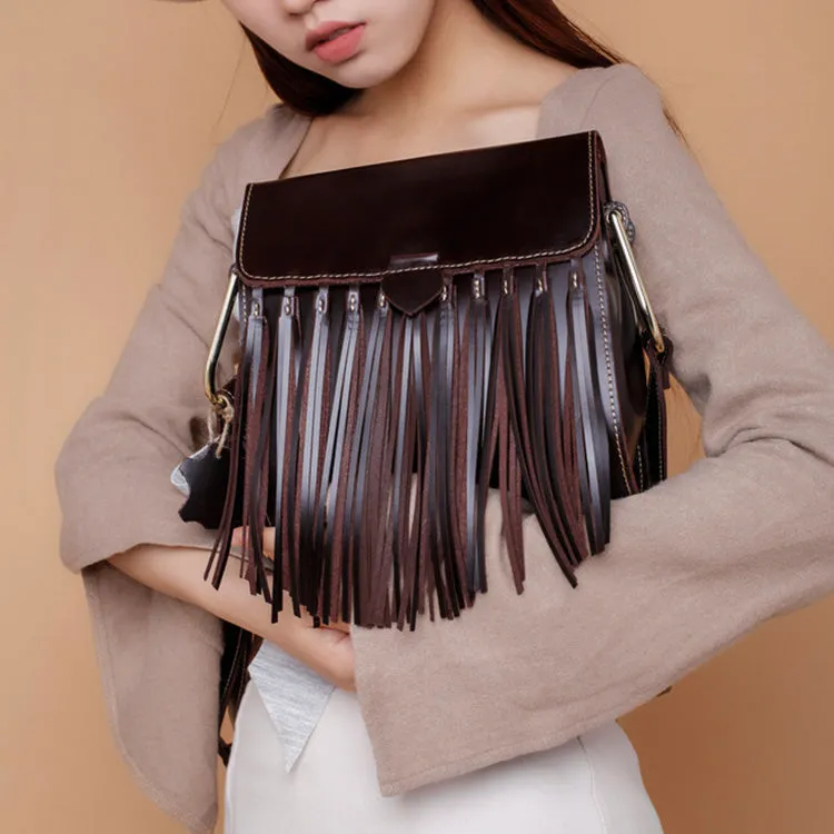 Womens Leather Fringe Crossbody Bag Western Purses Cross Shoulder Bag for Women