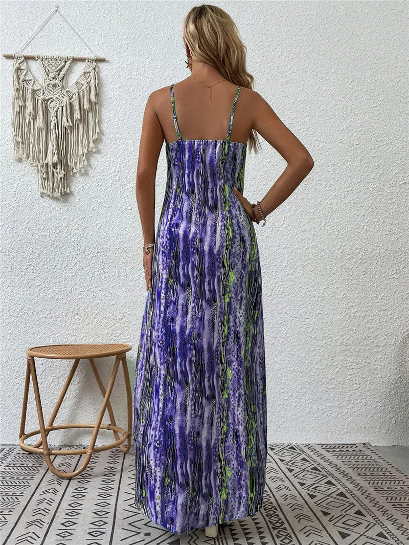 Women's summer printed suspender dress