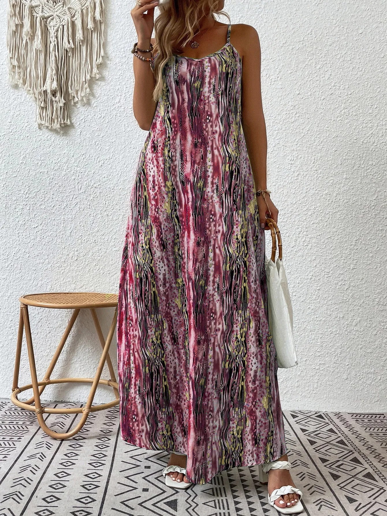 Women's summer printed suspender dress