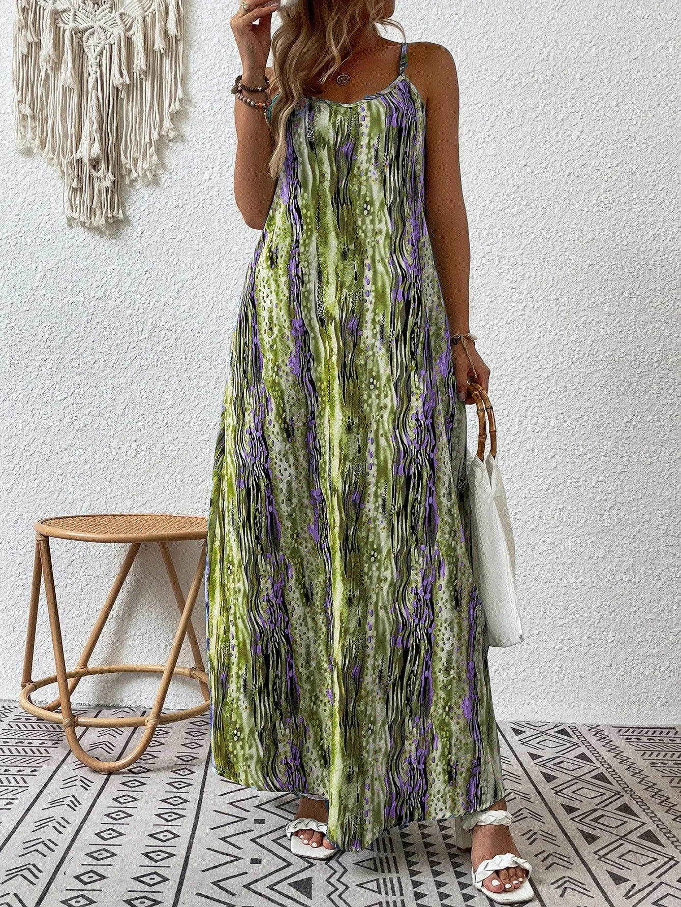 Women's summer printed suspender dress