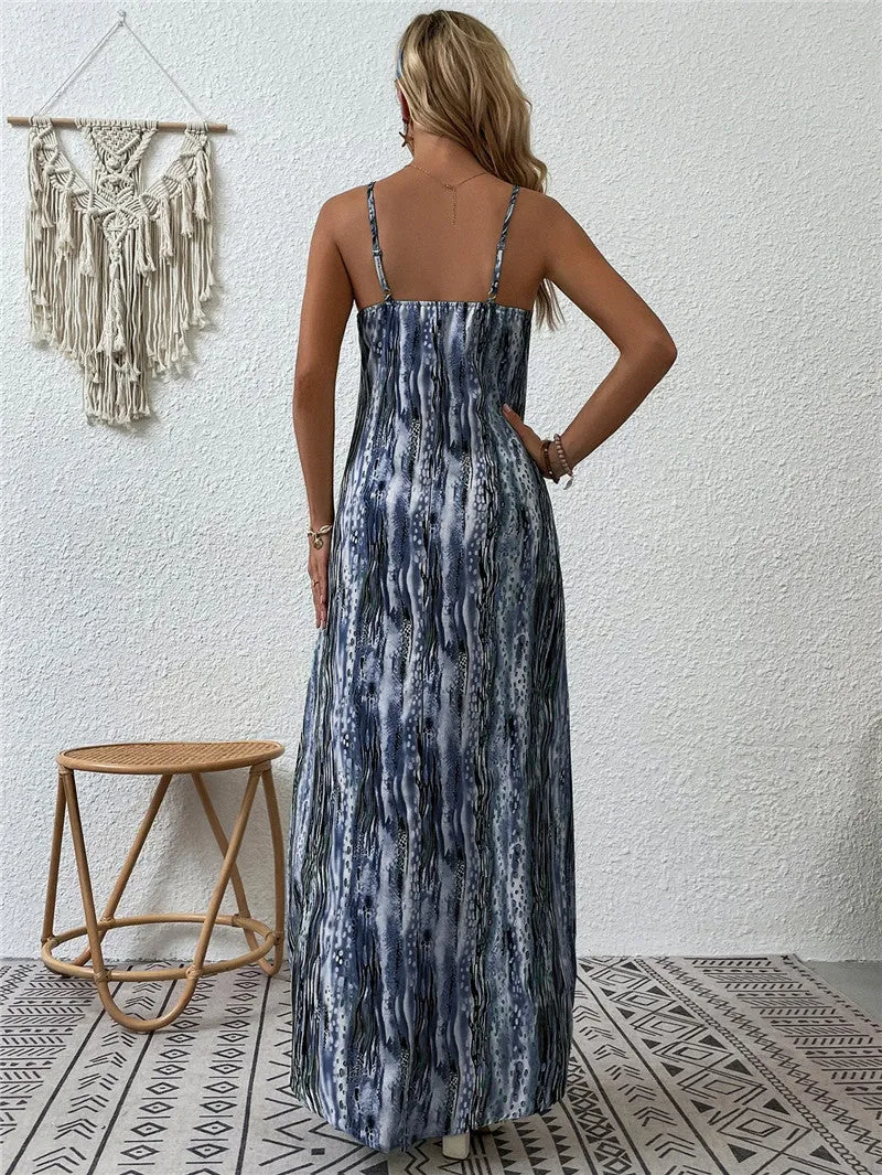 Women's summer printed suspender dress